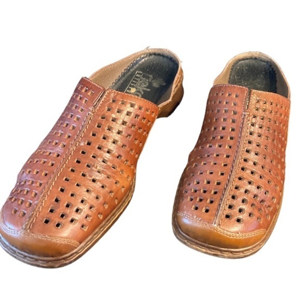 Rieker Leather Slides/ Clogs Mocha Brown Vintage 9.5